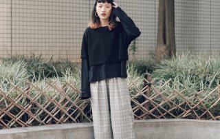 穿搭,一週搭配,街頭穿搭,女生搭配,搭配名人,于瑄,Adrin,男裝女穿,格紋,層次搭配,哈靈頓,寬褲,同色系穿搭